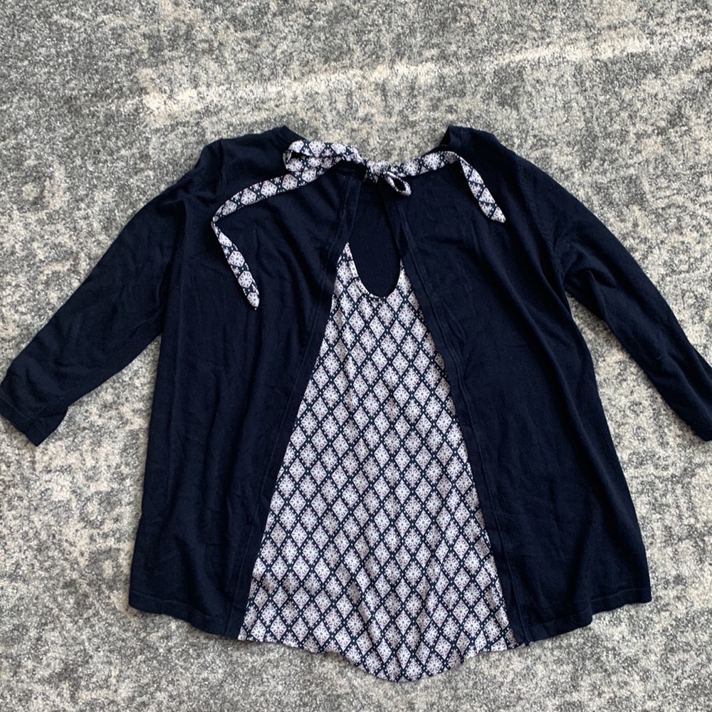 Loft Mixed Media 3/4 Sleeve Swing Sweater - Picture 4 of 7